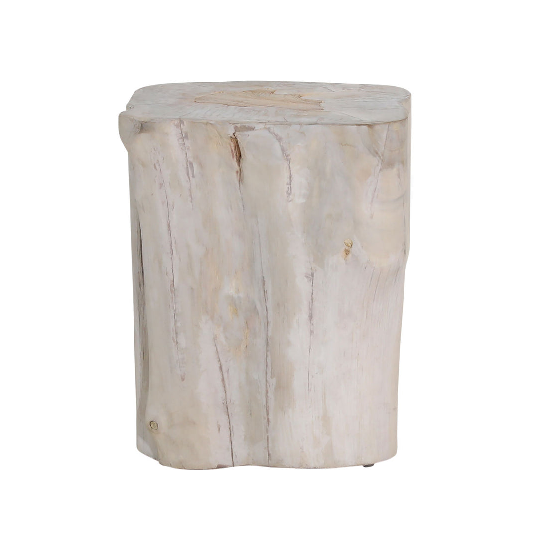 Greta Bleached Teak Side Table, three-quarter studio view