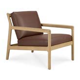Ethnicraft Jack lounge chair in oak with burgundy leather