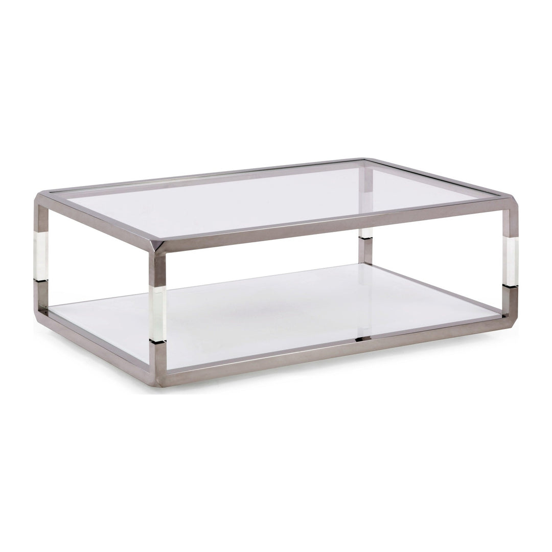 Jasper Glass and Acrylic Coffee Table by Modus in Acrylic/White Glass/PSS — product view on a white background
