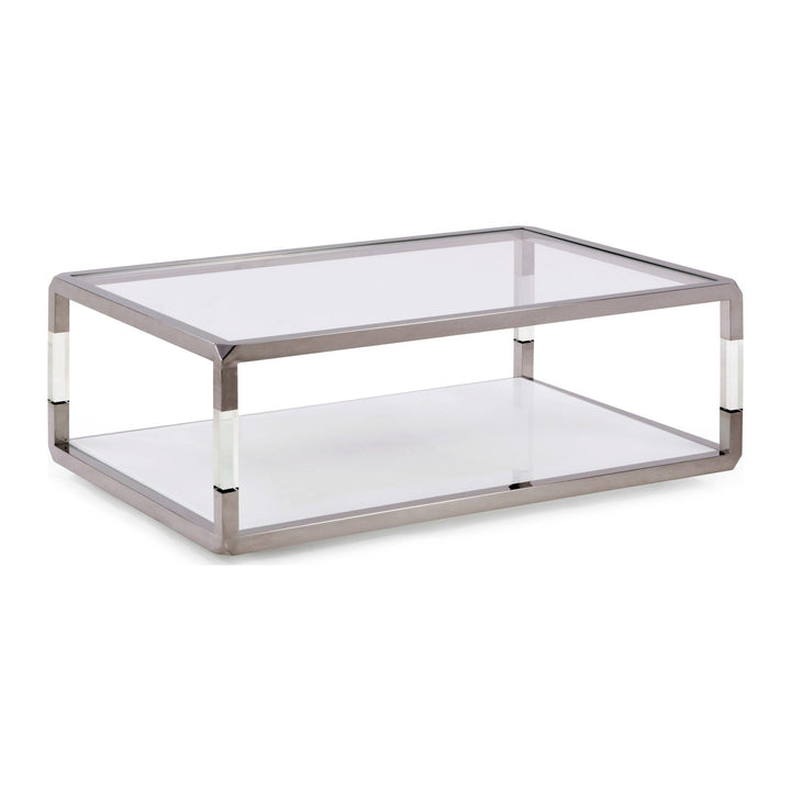 Jasper Glass and Acrylic Coffee Table by Modus in Acrylic/White Glass/PSS — product view on a white background
