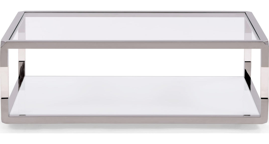 Jasper Glass and Acrylic Coffee Table in Acrylic/White Glass/PSS — product view on a white background