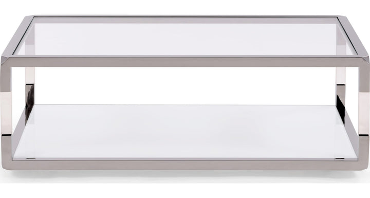 Jasper Glass and Acrylic Coffee Table in Acrylic/White Glass/PSS — product view on a white background