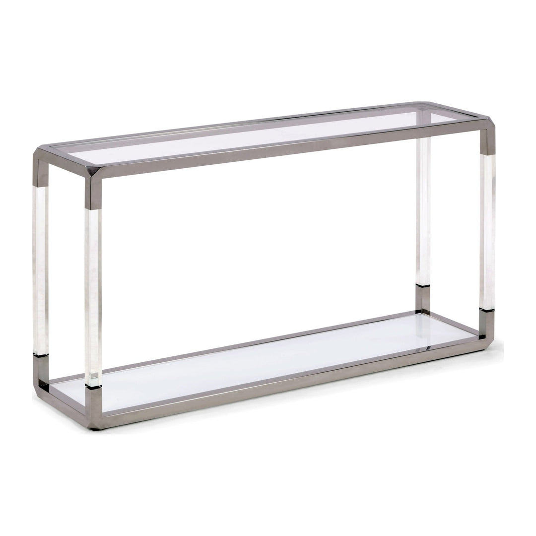 Jasper Glass and Acrylic Console Table by Modus in Acrylic/White Glass/PSS — product view on a white background