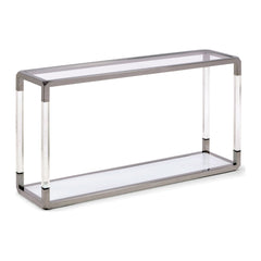 Jasper Glass and Acrylic Console Table by Modus in Acrylic/White Glass/PSS — product view on a white background