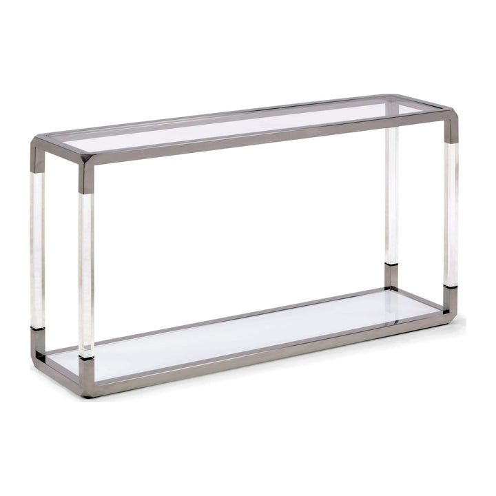 Jasper Glass and Acrylic Console Table by Modus in Acrylic/White Glass/PSS — product view on a white background