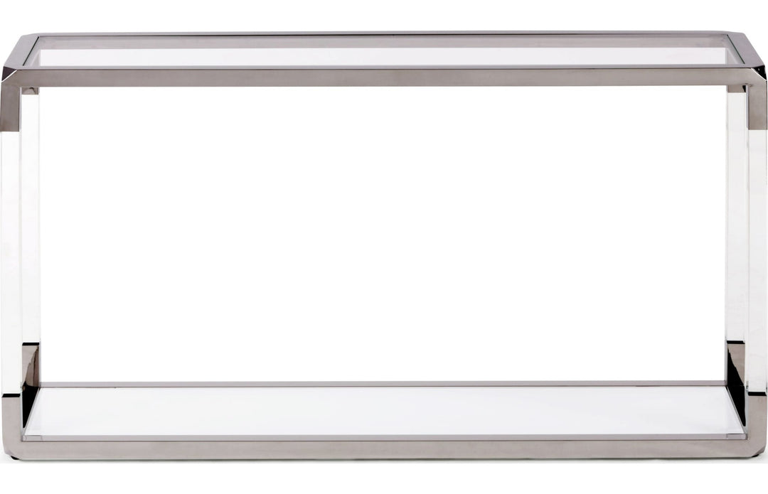 Jasper Glass and Acrylic Console Table in Acrylic/White Glass/PSS — product view on a white background