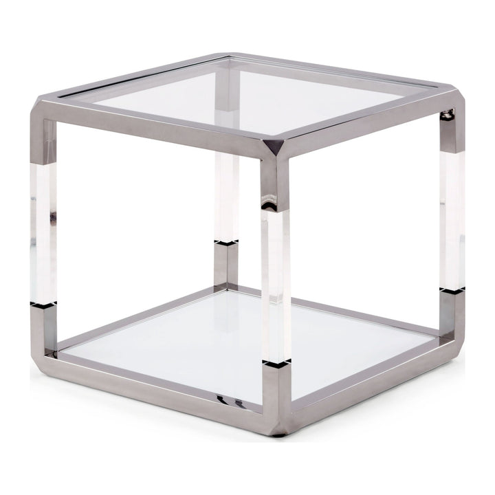 Jasper Glass and Acrylic End Table by Modus in Acrylic/White Glass/PSS — product view on a white background