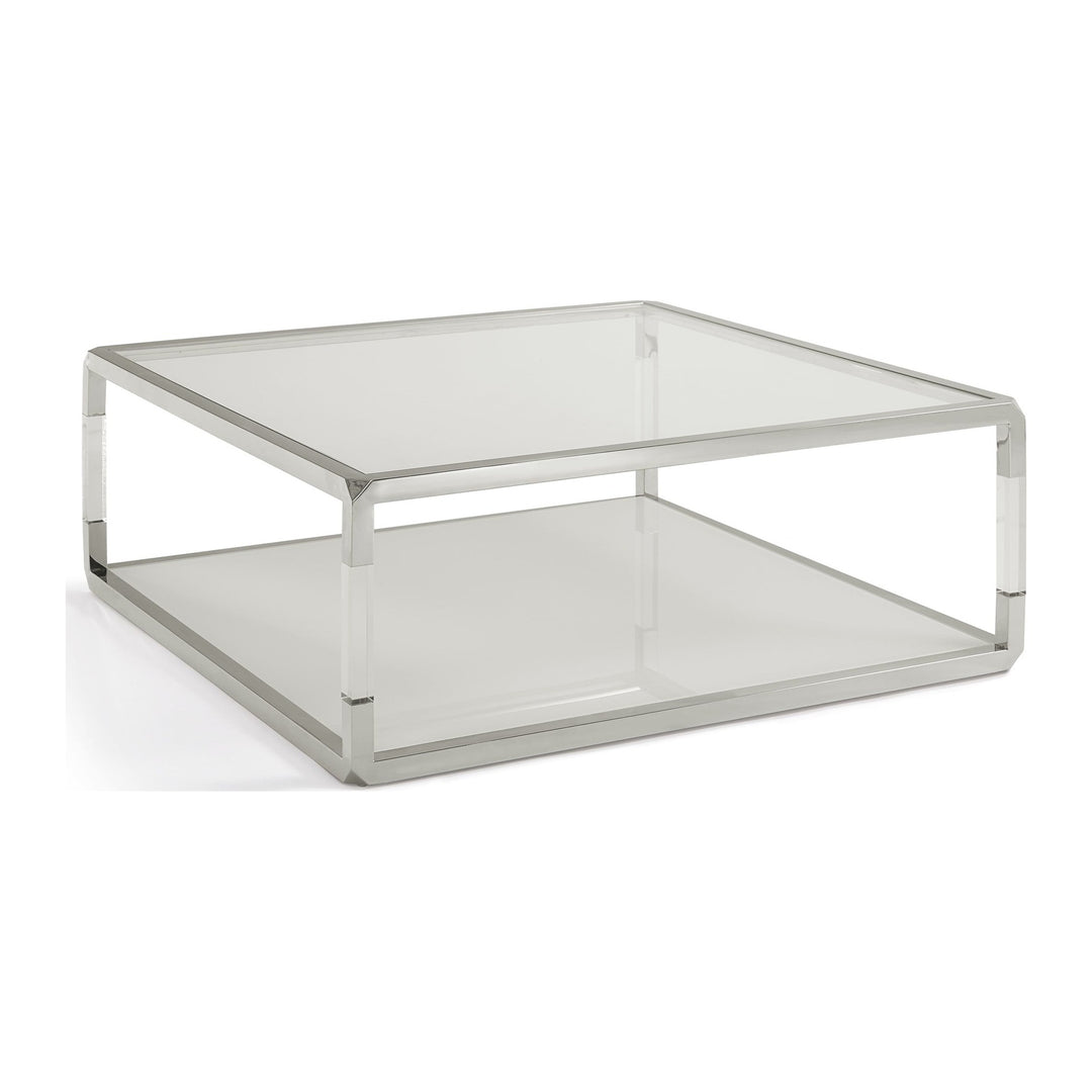 Jasper Square Glass and Acrylic Coffee Table by Modus in Acrylic/White Glass/PSS — product view on a white background