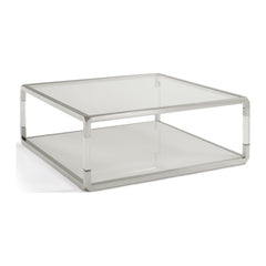 Jasper Square Glass and Acrylic Coffee Table by Modus in Acrylic/White Glass/PSS — product view on a white background