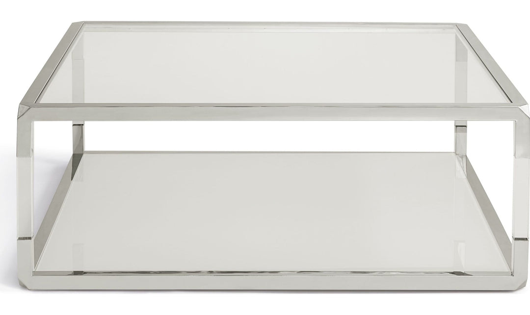 Jasper Square Glass and Acrylic Coffee Table in Acrylic/White Glass/PSS — product view on a white background