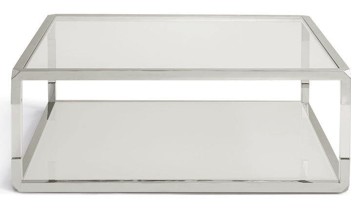Jasper Square Glass and Acrylic Coffee Table in Acrylic/White Glass/PSS — product view on a white background
