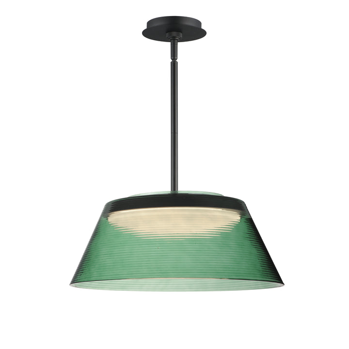 Jensen 18" LED Pendant by ET2 Lighting in Black, front view