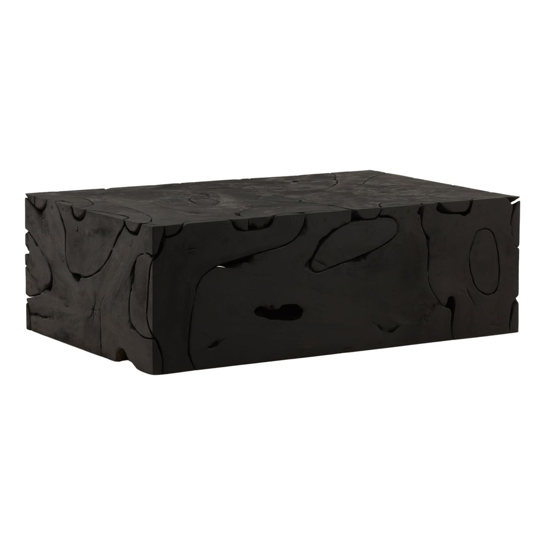 Bryn Teak Coffee Table, Black, three-quarter studio view