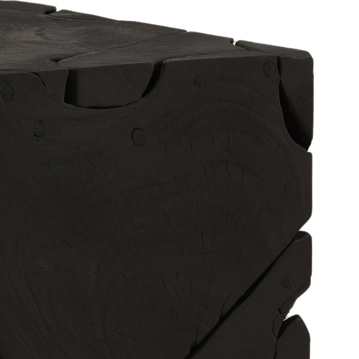 Bryn Teak Side Table, Black, detail 2 view