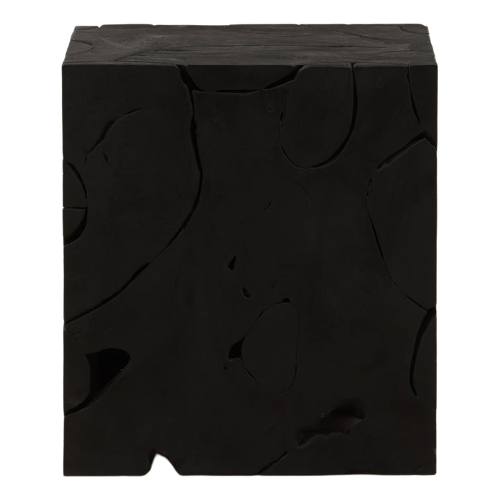 Bryn Teak Side Table, Black, profile view