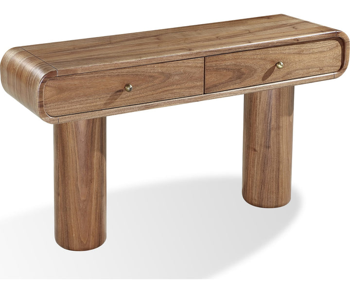 Juba Walnut Console Table in Mongoose — product view on a white background