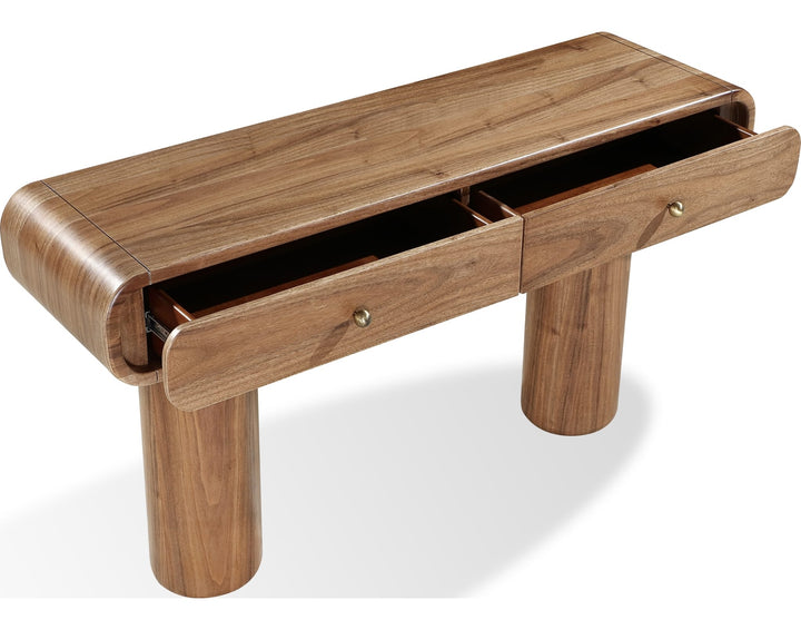 Juba Walnut Console Table in Mongoose — product view on a white background