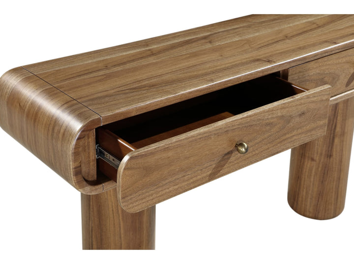 Juba Walnut Console Table in Mongoose — product view on a white background