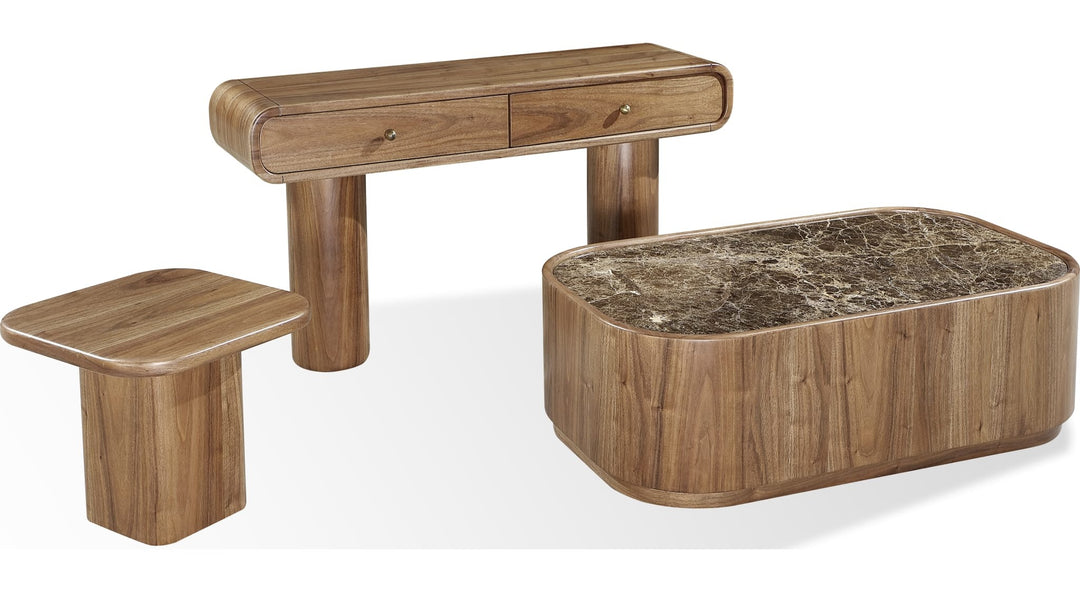 Juba Walnut Console Table in Mongoose — product view on a white background