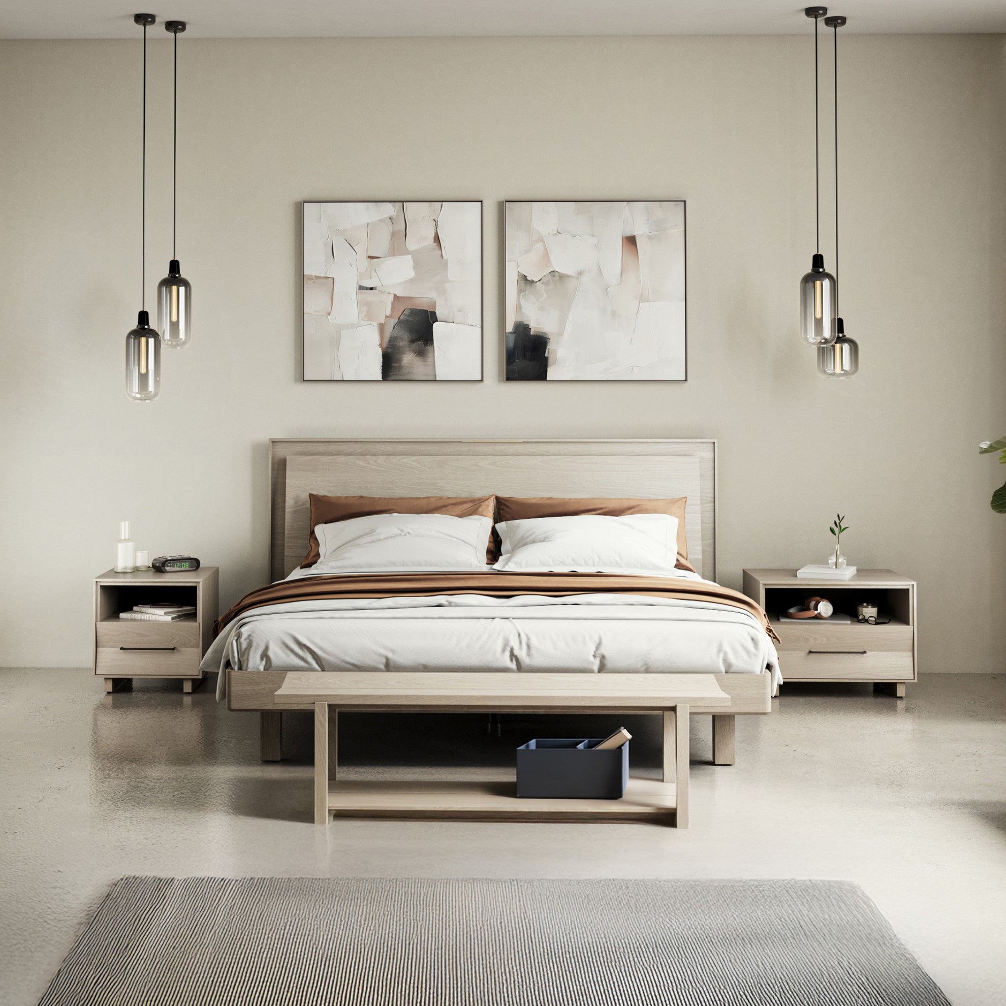 Kava 9619 King Bed by BDI | Modern Smart Platform Bed