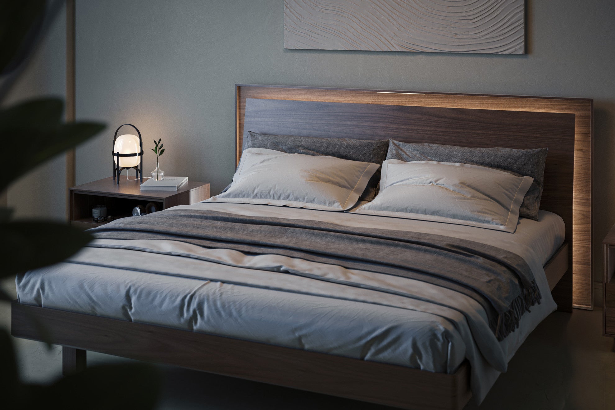 Kava 9619 King Bed by BDI | Modern Smart Platform Bed