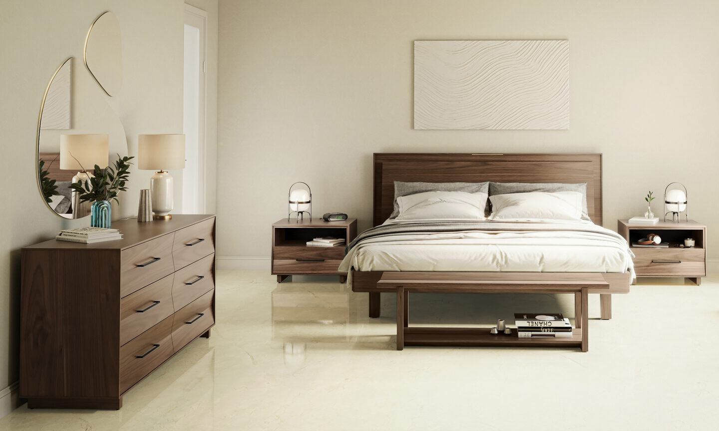 Kava 9619 King Bed by BDI | Modern Smart Platform Bed