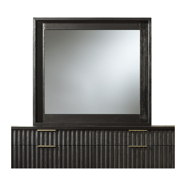 Kentfield Beveled Glass Mirror by Modus in Black Drifted Oak — on a white background