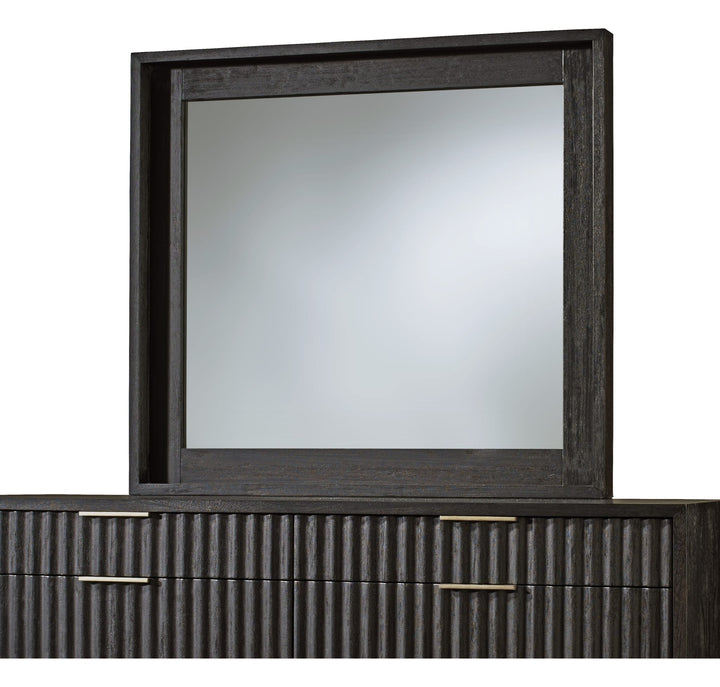 Kentfield Beveled Glass Mirror in Black Drifted Oak — on a white background