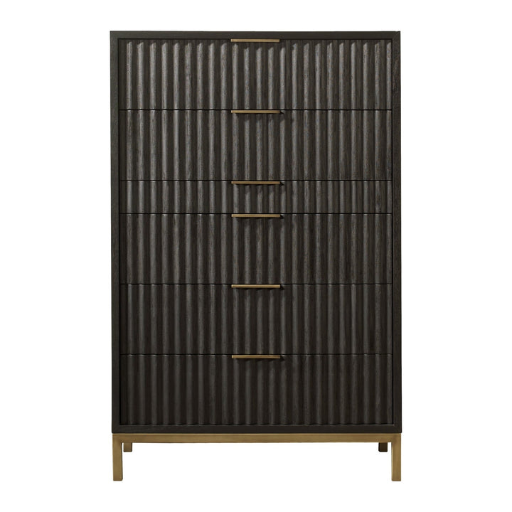Kentfield Six Drawer Chest by Modus in Black Drifted Oak — on a white background