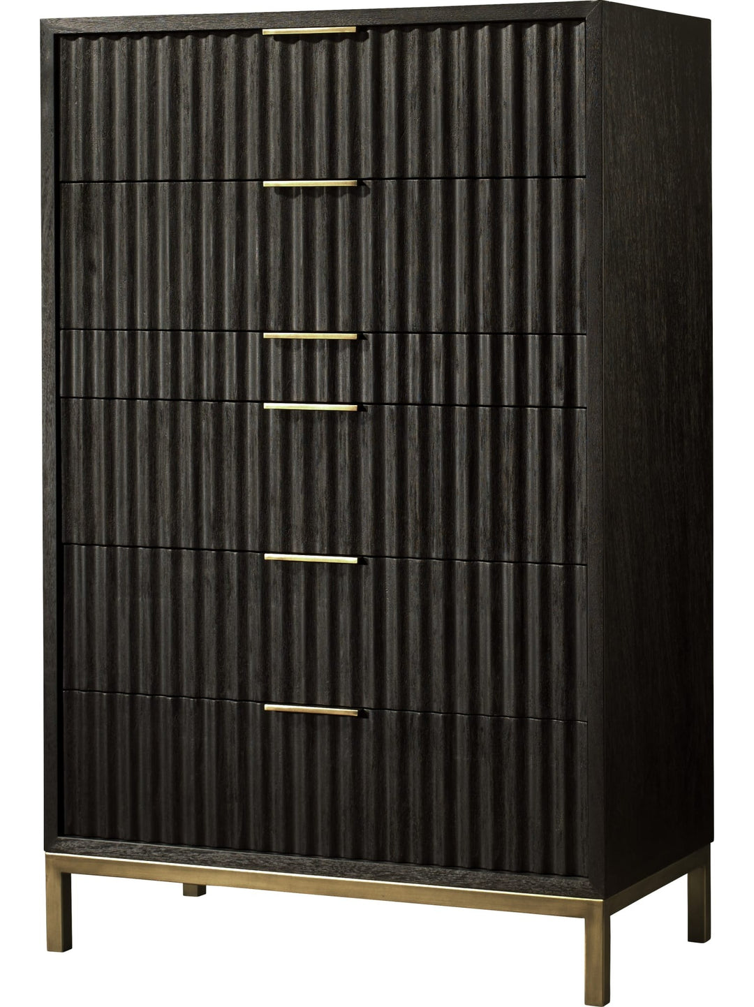 Kentfield Six Drawer Chest in Black Drifted Oak — on a white background
