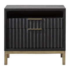 Kentfield Two Drawer Nightstand by Modus in Black Drifted Oak — on a white background