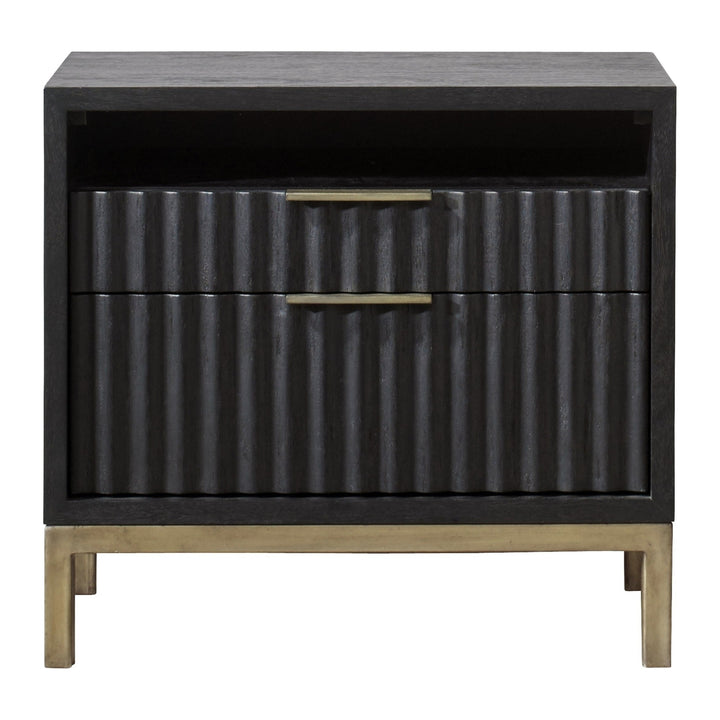 Kentfield Two Drawer Nightstand by Modus in Black Drifted Oak — on a white background