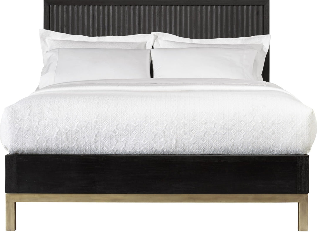 Kentfield Wood Platform Bed in Black Drifted Oak — white background, front view