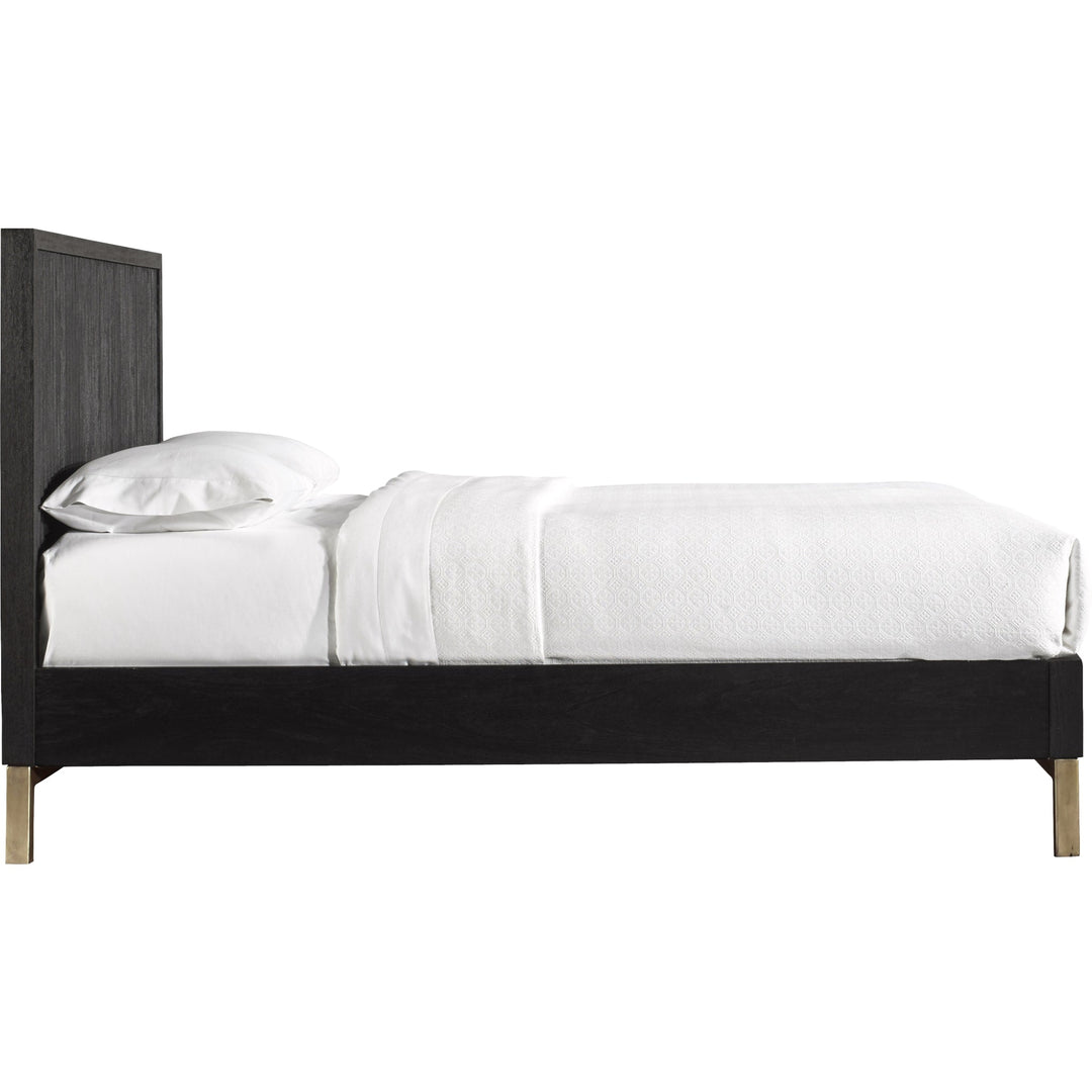 Kentfield Wood Platform Bed in Black Drifted Oak — white background, side profile