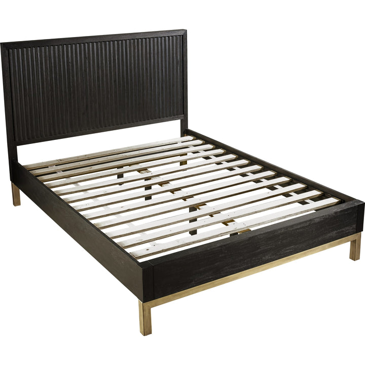Kentfield Wood Platform Bed in Black Drifted Oak — without mattress, showing slat platform