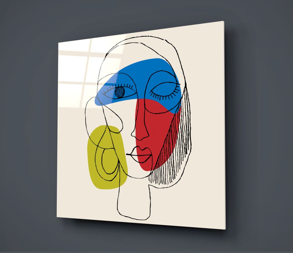 Lineart Face Glass Wall Art.