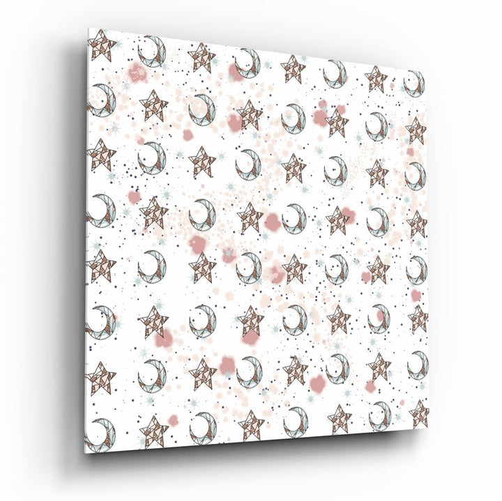 Moon Star Pattern Glass Wall Art.