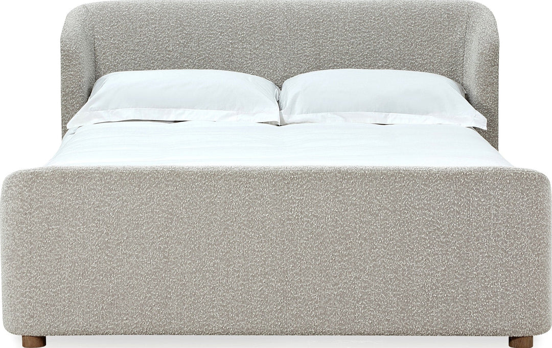 Kiki Upholstered Platform Bed in Cotton Ball Boucle — white background, front view