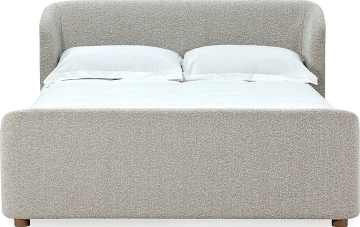 Kiki Upholstered Platform Bed in Cotton Ball Boucle — white background, front view