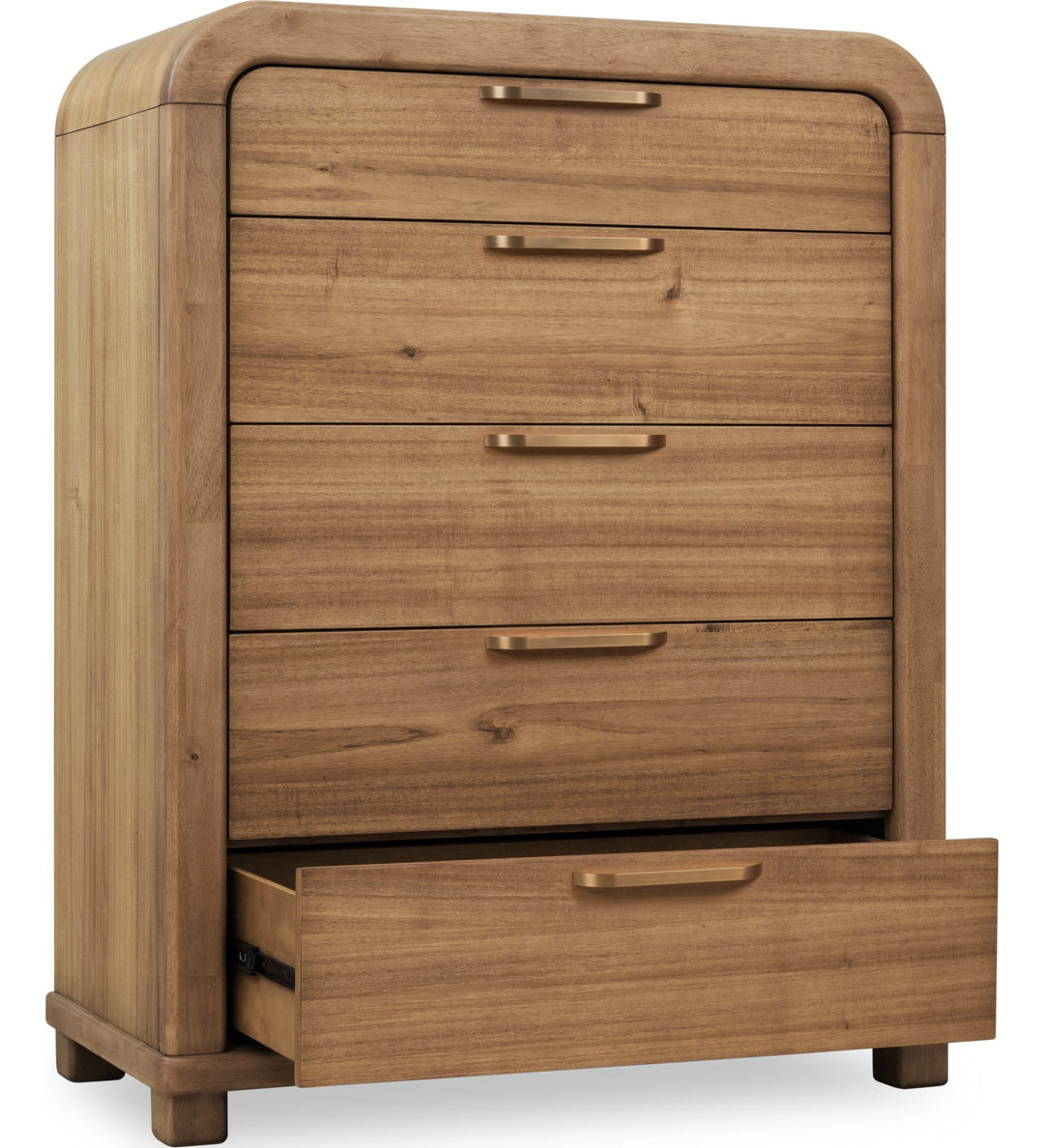 Kione Five Drawer Chest in Lioness — with drawers open