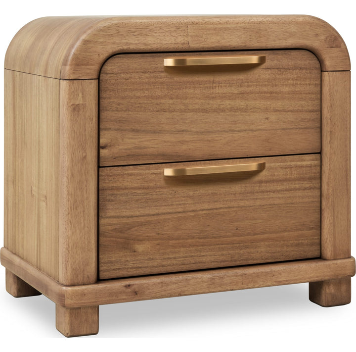 Kione Two Drawer Nightstand in Lioness — on a white background