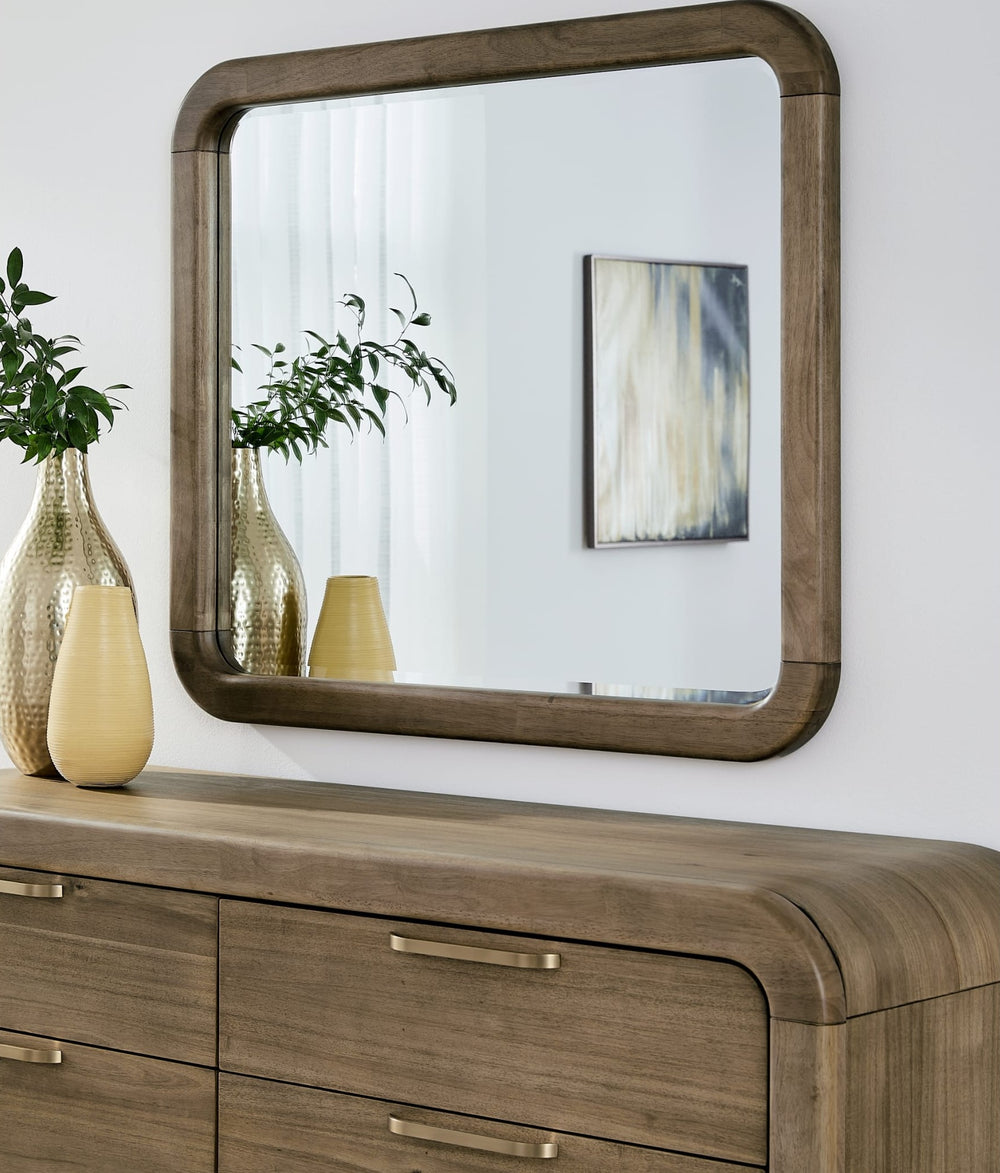 Kione Wall or Dresser Mirror in Lioness — styled on the matching dresser (sold separately)