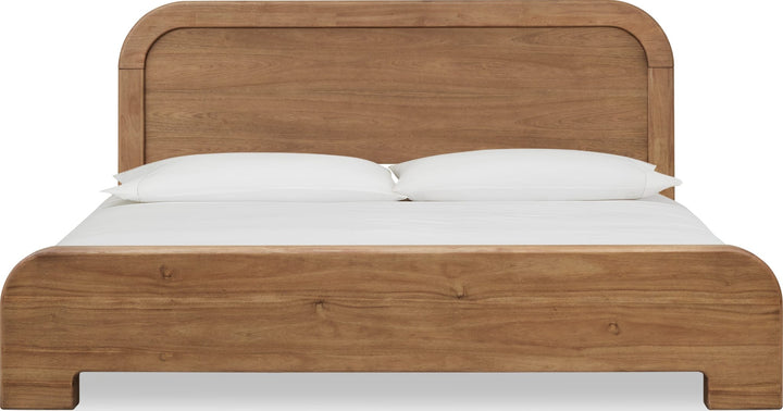 Kione Wood Platform Bed in Lioness — white background, front view