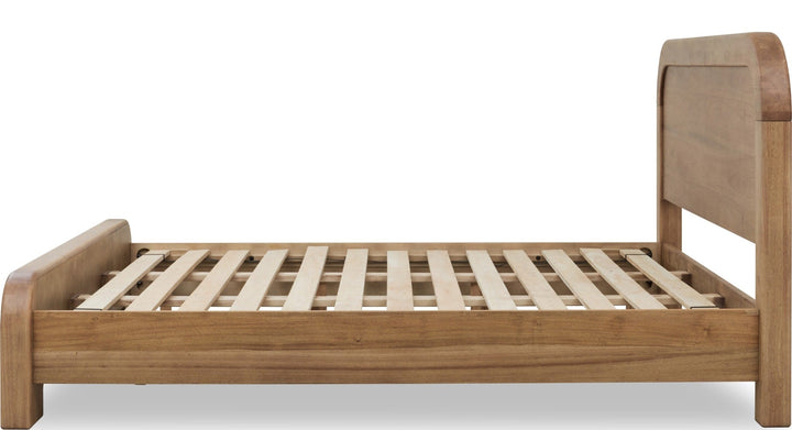 Kione Wood Platform Bed in Lioness — side view without mattress