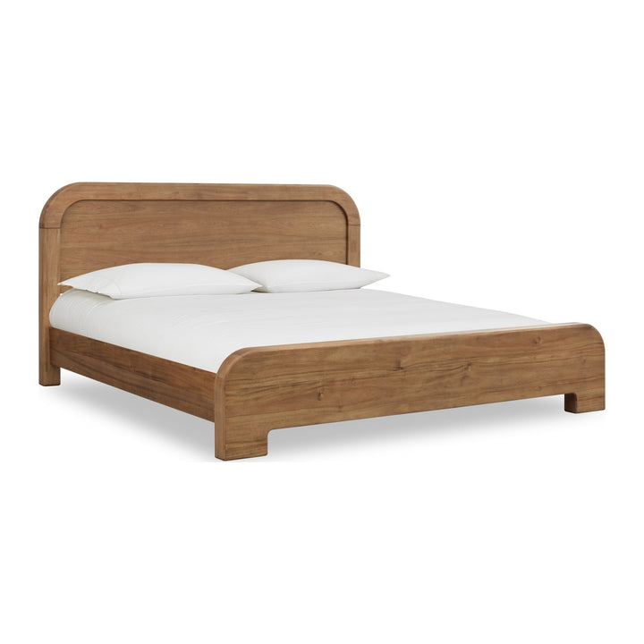 Kione Wood Platform Bed by Modus in Lioness — white background, angled view
