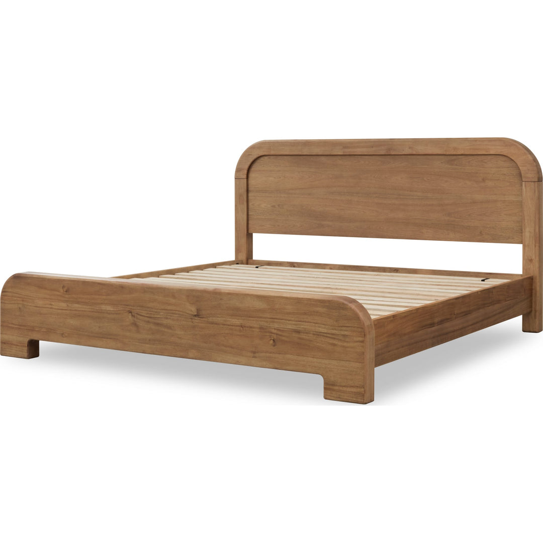 Kione Wood Platform Bed in Lioness — angled view without mattress