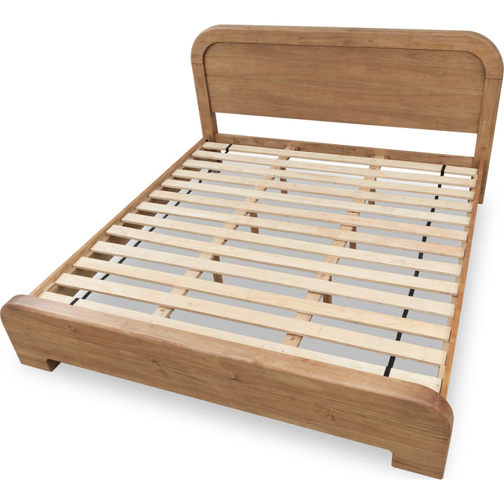 Kione Wood Platform Bed in Lioness — without mattress, showing slat platform
