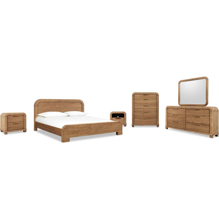 Kione Wood Platform Bed in Lioness — shown with the Kione bedroom group — white background