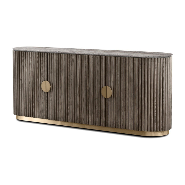 KOII Sideboard in Silver Grey Travertine Mobital