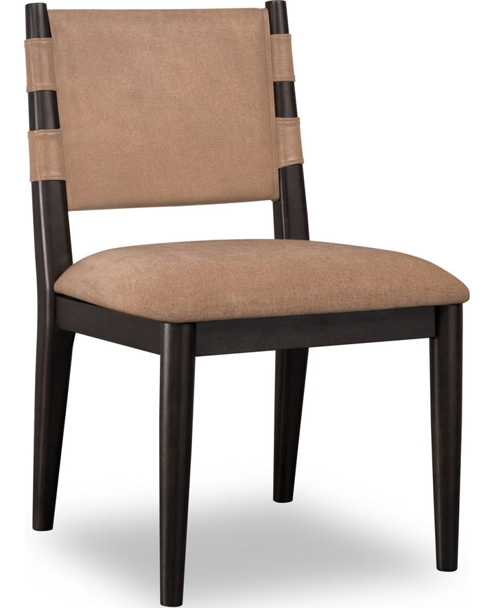 Koko Chenille Upholstered Dining Chair in Porcini and Minx — product view on a white background